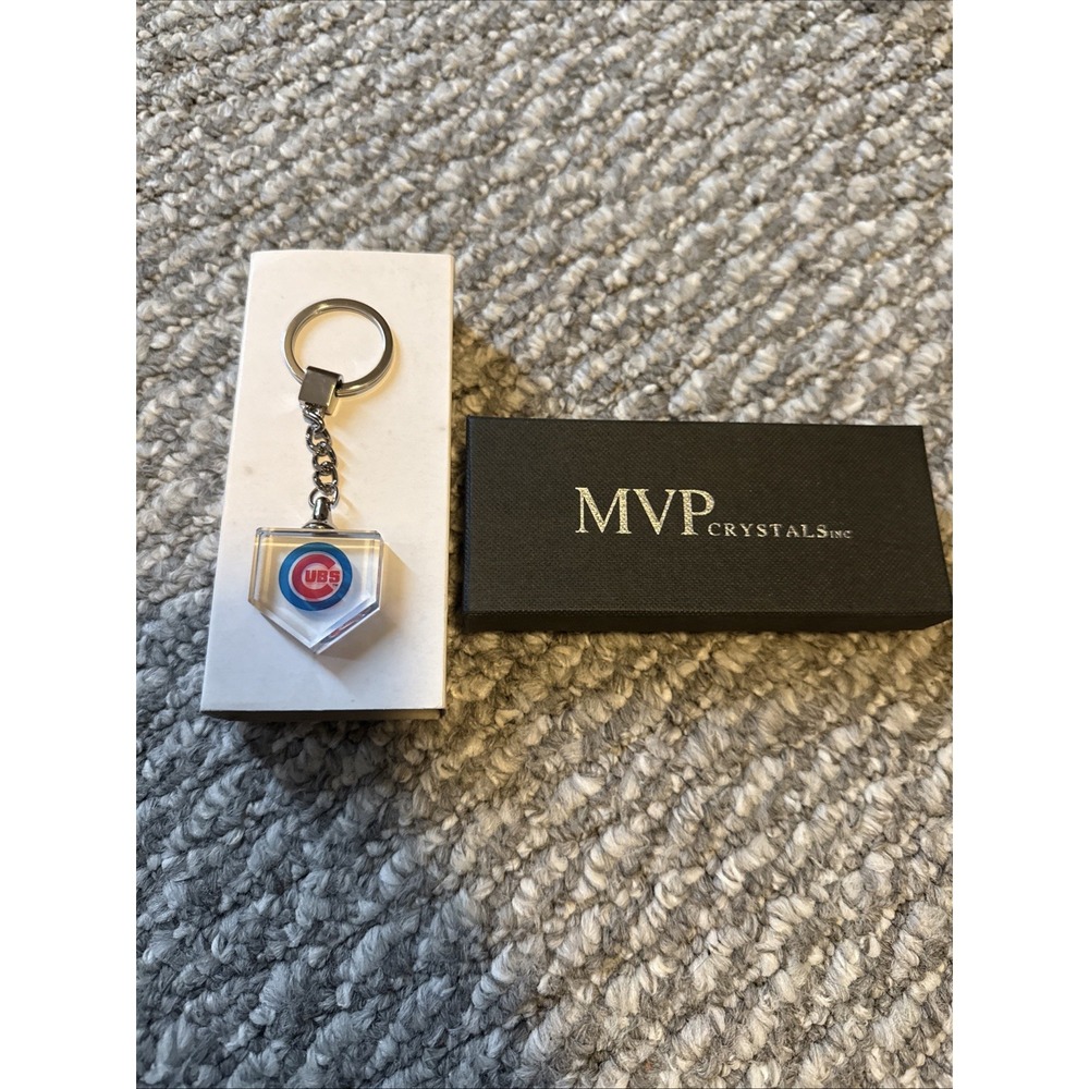 CHICAGO‎ CUBS MVP Crystals Acrylic Home Plate W/Silver Keychain Brand New